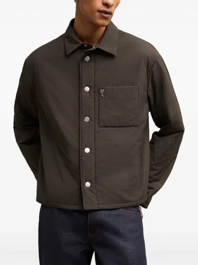 Shop Ami Alexandre Mattiussi Ami De Coeur Padded Overshirt In Brown