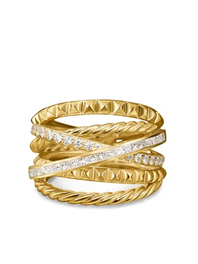 David Yurman 18kt Yellow Gold Crossover Trio Six Row Diamond Ring In Gold