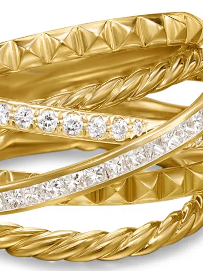 David Yurman 18kt Yellow Gold Crossover Trio Six Row Diamond Ring In Gold
