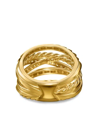 David Yurman 18kt Yellow Gold Crossover Trio Six Row Diamond Ring In Gold