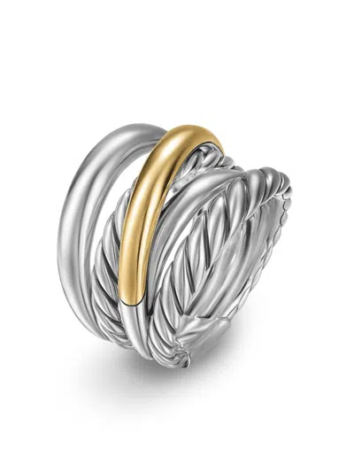 David Yurman 14kt Yellow Gold Crossover Five Row Ring In Silver