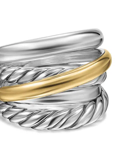 David Yurman 14kt Yellow Gold Crossover Five Row Ring In Silver