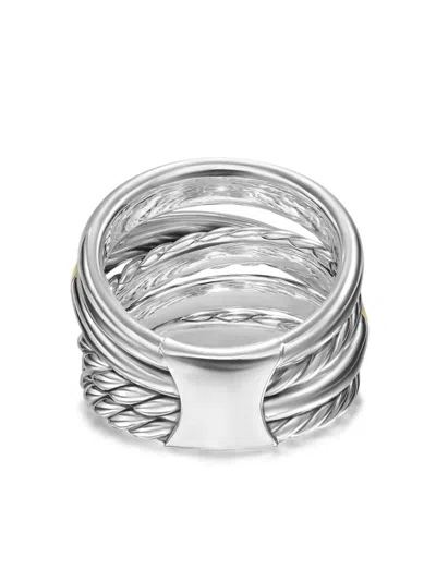 David Yurman 14kt Yellow Gold Crossover Five Row Ring In Silver