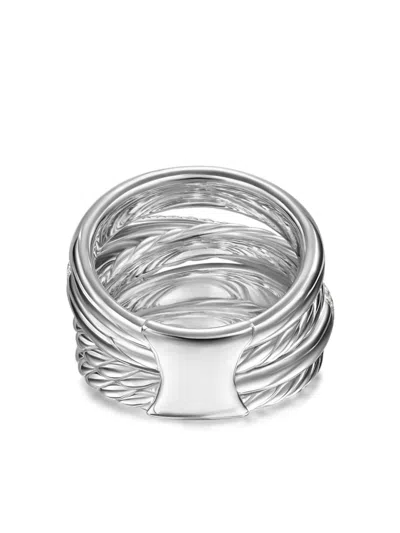 David Yurman Crossover Five Row Diamond Ring In Silver