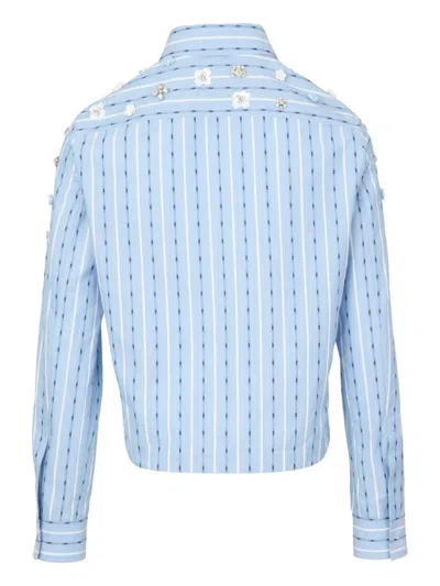 PORTS 1961 FLORAL-APPLIQUÉ STRIPED SHIRT 