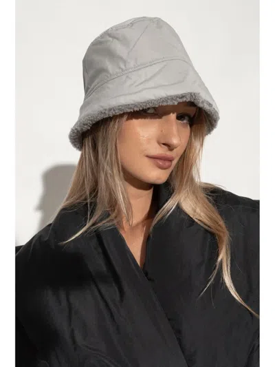 Shop Yves Salomon Fur-trim Bucket Hat In Grey