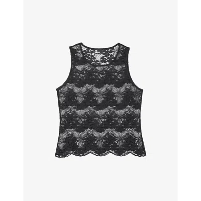 The Kooples Sleeveless Lace Top In Black