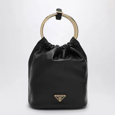 Prada Black Nappa Leather Mini Bucket Bag Women In Black