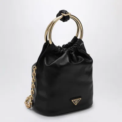 Prada Black Nappa Leather Mini Bucket Bag Women In Black