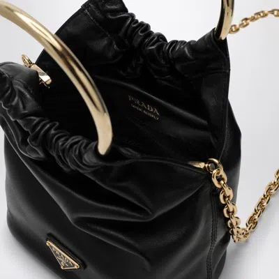 Prada Black Nappa Leather Mini Bucket Bag Women In Black