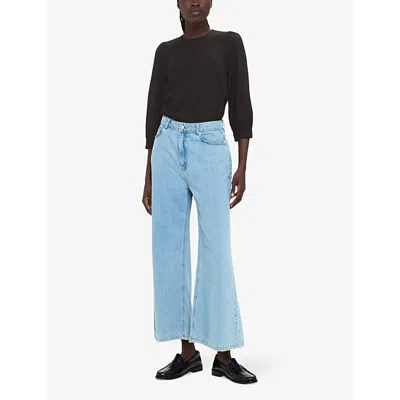Whistles Womens Black Zenni Textured Stretch-crepe Top In Black