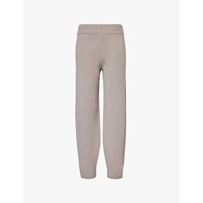 Shop Le Kasha Womens  Pattaya Elasticated Waistband Tapered-leg Mid-rise Organic-cashmere Jogging Bottoms In Light Brown