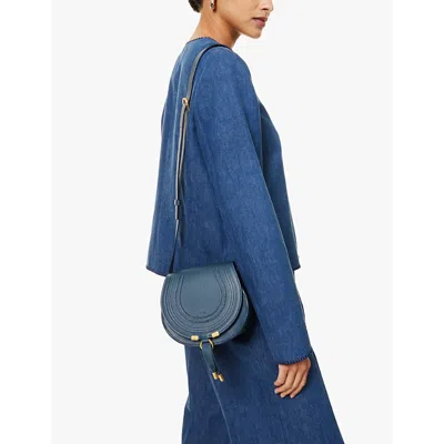 Shop Chloé Womens Marcie Leather Cross-body Bag Tapestry Blue