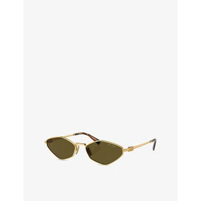 Miu Miu Womens Gold Mu 56zs Irregular-frame Metal Sunglasses In Gold