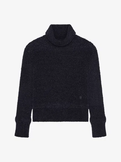 Shop Givenchy Turtleneck Sweater In Chenille With 4g Detail