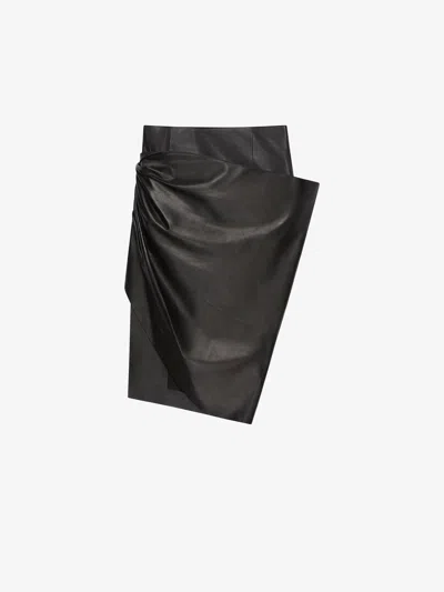 Givenchy Asymmetric Draped Skirt In Leather