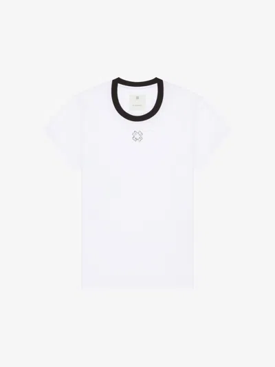 Givenchy Slim Fit T-shirt In Cotton And Crystals With 4g Detail In White