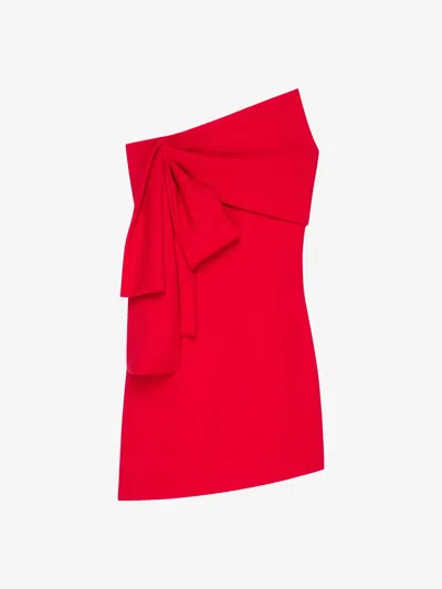 Givenchy Big Bow Asymmetric Strapless Dress In Pink