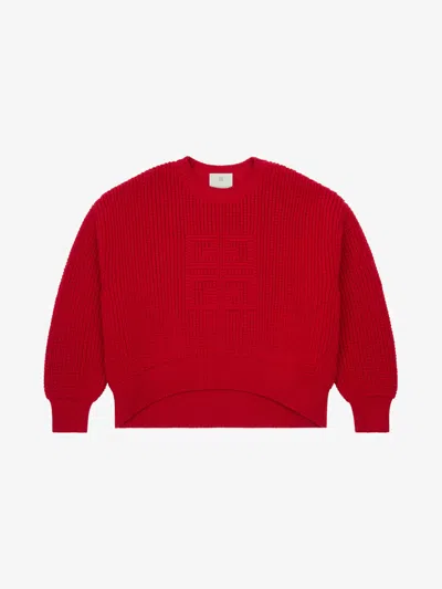 Shop Givenchy Cropped 4g Sweater In Waffle Wool In Red