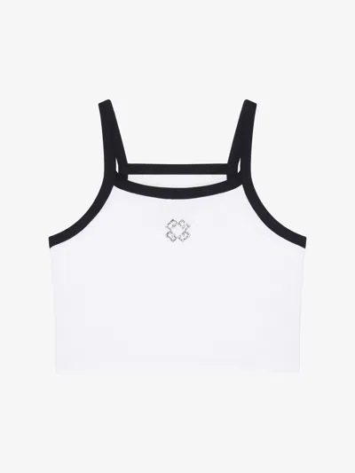 Givenchy Cropped Tank Top In Cotton And Crystals With 4g Detail In White