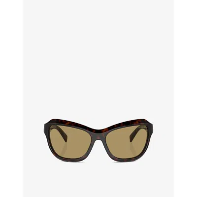 Prada Womens Brown Pr A27s Butterfly-frame Acetate Sunglasses In Brown