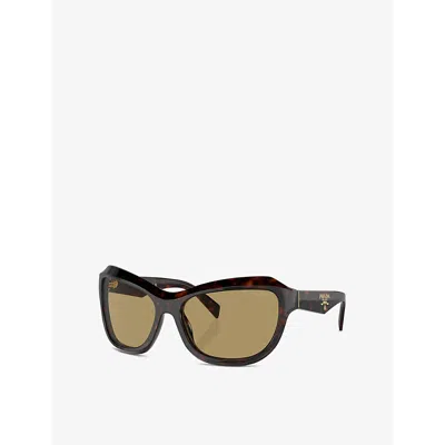 Prada Womens Brown Pr A27s Butterfly-frame Acetate Sunglasses In Brown