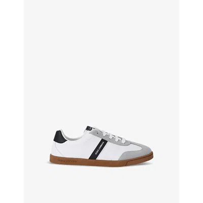 Dolce & Gabbana White/blk Branded Leather And Suede Trainers 4-12 Years Eur 33 / 1 Uk In White/blk