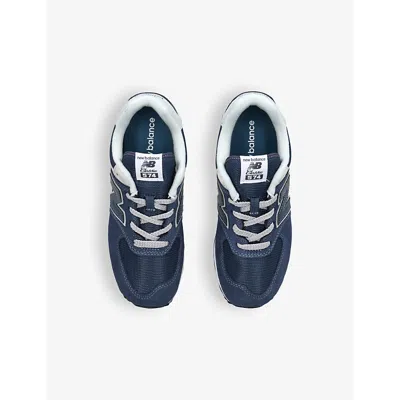 New Balance Boys Navy Kids 574 Evergreen Logo-embossed Suede Low-top Trainers In Navy