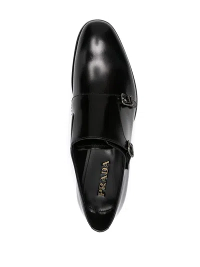 Prada Double-buckle Loafers In Black