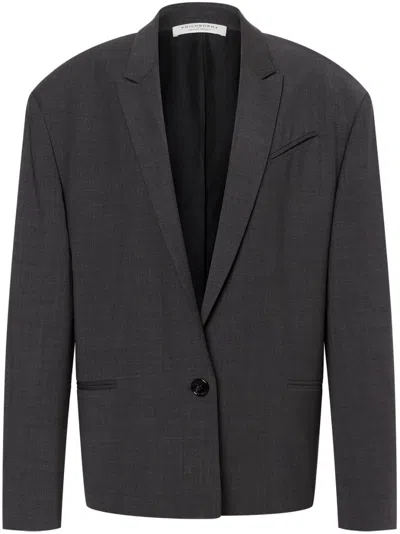 Philosophy Di Lorenzo Serafini Long Sleeved Lapel Suit Jacket In Grey