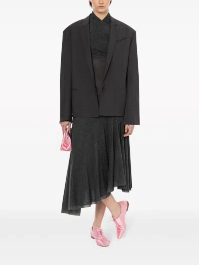 Philosophy Di Lorenzo Serafini Long Sleeved Lapel Suit Jacket In Grey