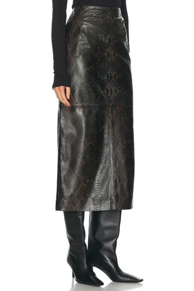 Nour Hammour Elyse Pencil Skirt In Brown Python Print