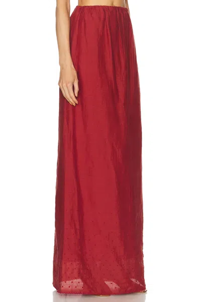 Posse Aurelia Embroidered Ramie Maxi Skirt In Merlot