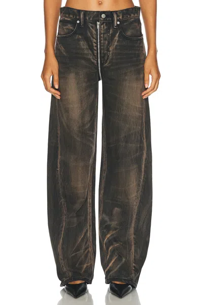 Alexander Wang Mid-rise Straight-leg Jeans In Distressed Brown Overdye