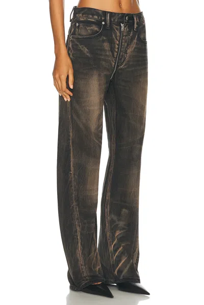 Alexander Wang Mid-rise Straight-leg Jeans In Distressed Brown Overdye