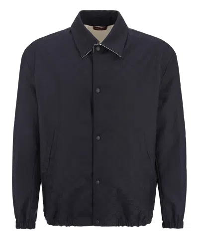 Gucci Reversible Polyester Gg Jacket In Blue
