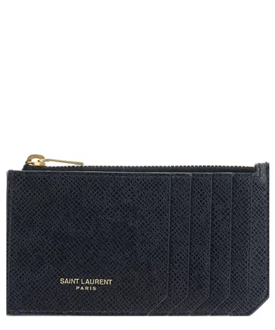 Shop Saint Laurent Credit Card Holder In Black