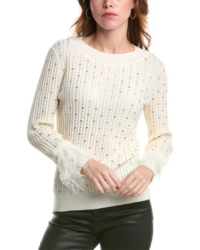 Edinburgh Knitwear Sequin Wool Sweater In White