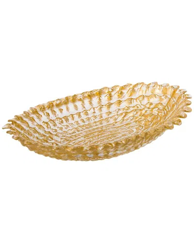 Alice Pazkus Gold Beveled Large Oval 14.5in Bowl In Gold