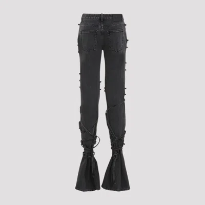 Alexander Mcqueen Mcqueen Asymmetric Closure Black Denim Jeans In Black Stonewashed