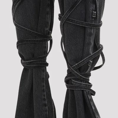 Alexander Mcqueen Mcqueen Asymmetric Closure Black Denim Jeans In Black Stonewashed