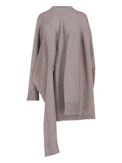 Niccolò Pasqualetti Asymmetrical Unstructured Sweater In Beige In Brown