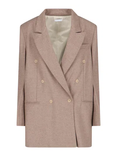 Niccolò Pasqualetti Double-breasted Blazer In Beige Virgin Wool In Beige