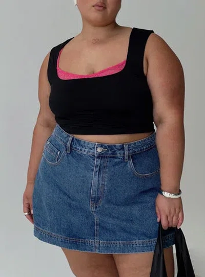 Princess Polly Curve Back In Time Top In Black / Pink