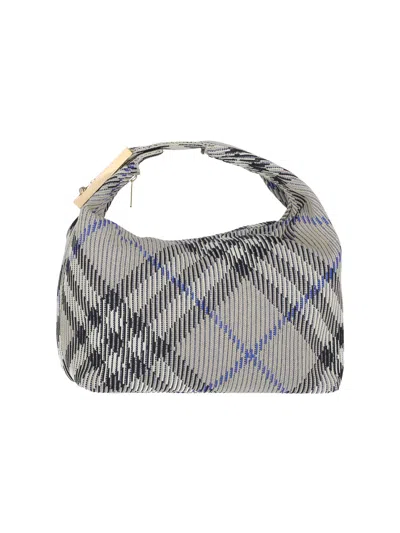 Burberry Women Embroidered Nylon Mini Peg Handbag In Gray