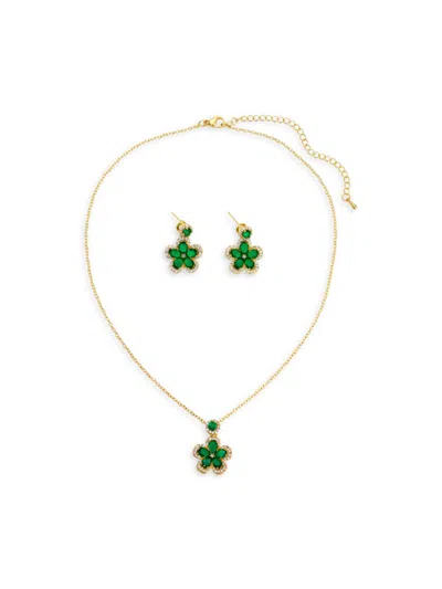 Eye Candy La Women's Luxe Lina 2-piece 14k Goldplated & Cubic Zirconia Necklace & Earring Set In Brass