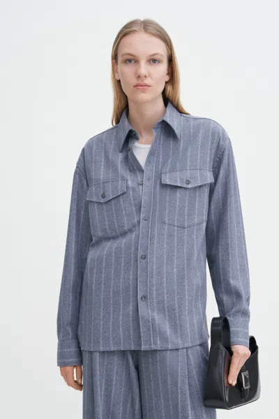 Filippa K Brushed Wool Overshirt In Blue