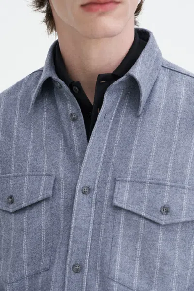 Filippa K Brushed Wool Overshirt In Blue