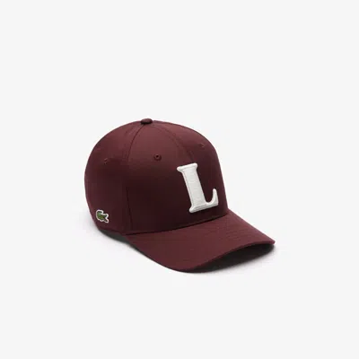 Lacoste Unisex 3d Embroidered Cotton Twill Baseball Cap In Red