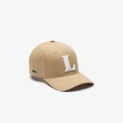 Lacoste Unisex 3d Embroidered Cotton Twill Baseball Cap In Beige